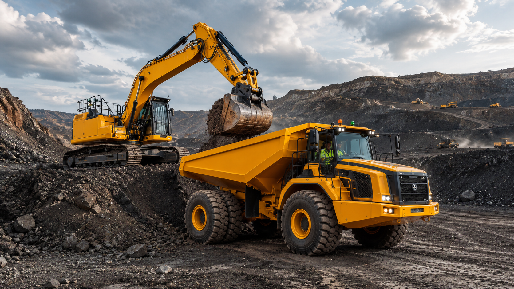Ashalube-serviced mining fleet — excavator loading haul truck